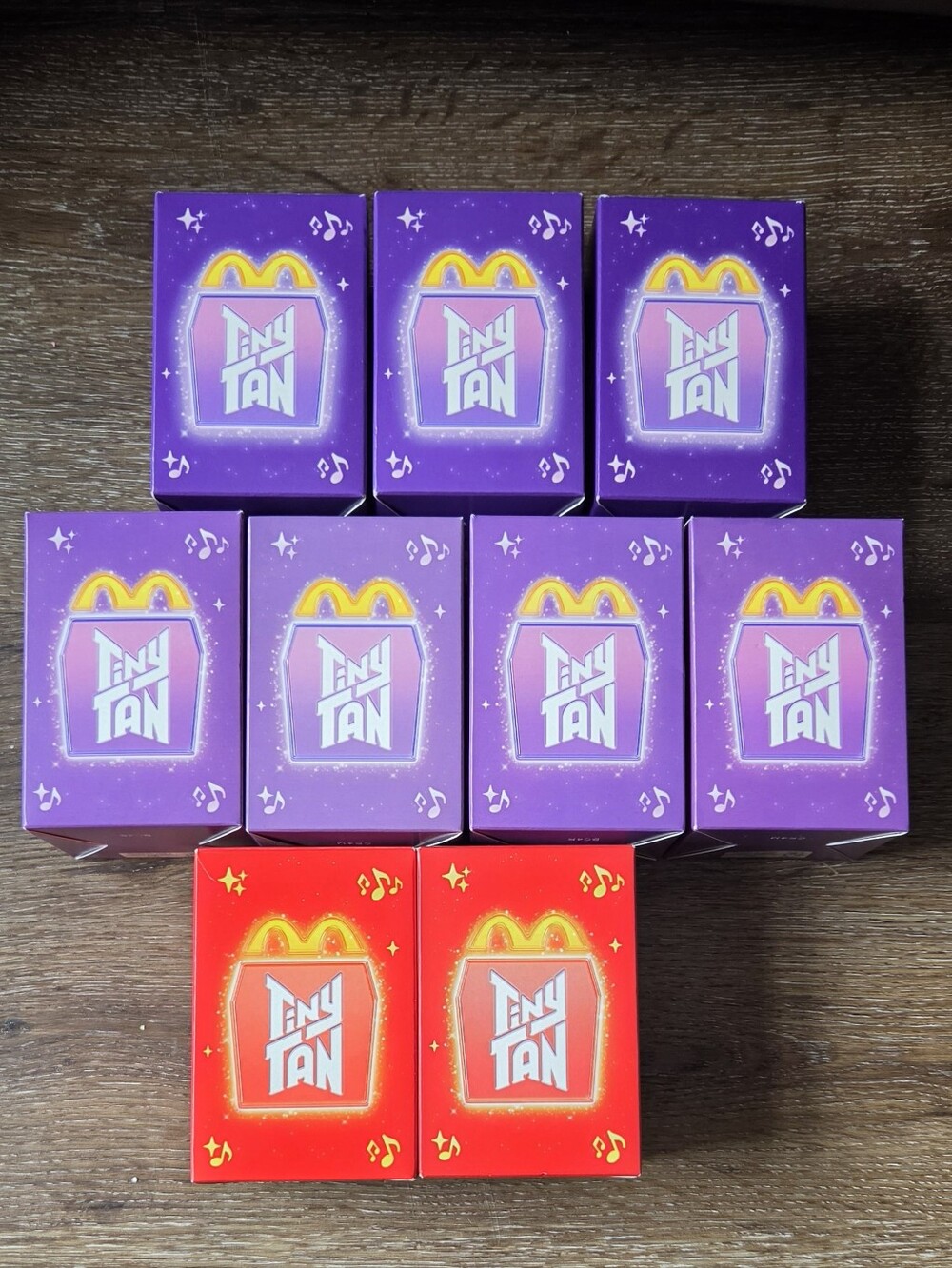 McDonald's TinyTAN BTS Happy Meal Toy Box Lot - Set of 9 (Purple & Red Boxes)